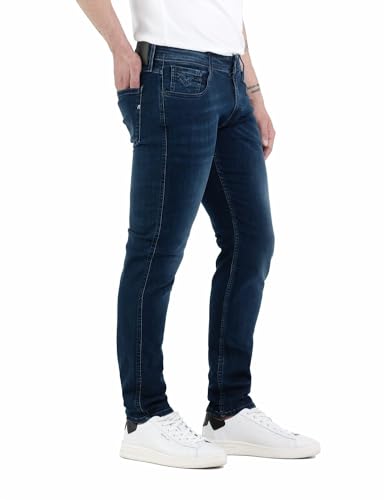 Detalle de Replay Anbass Slim-Fit Jeans mit Power Stretch – Dark Blue 007-1, 34W/32L