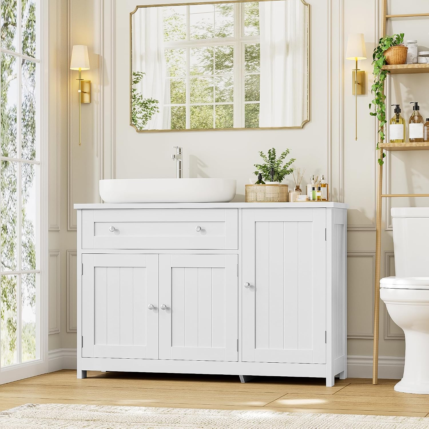 Detalle 2 de FOREHILL M300 – szafka łazienkowa 90 cm, 3 drzwi, szuflada i regulowana półka