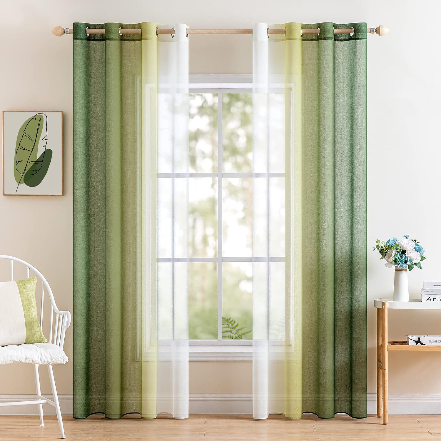 Detalle de MIULEE 2er Set Voile Vorhang 140x225 cm đȘ