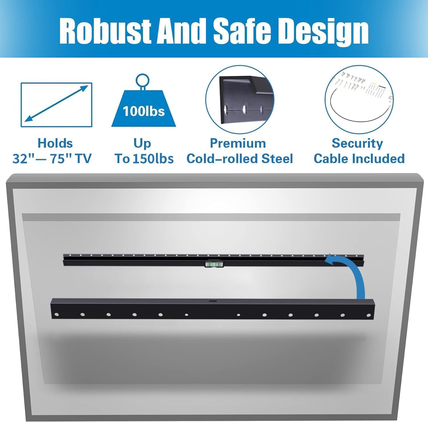 Thumbnail 1 de Anteabee Studless Drywall TV Wall Bracket 68KG