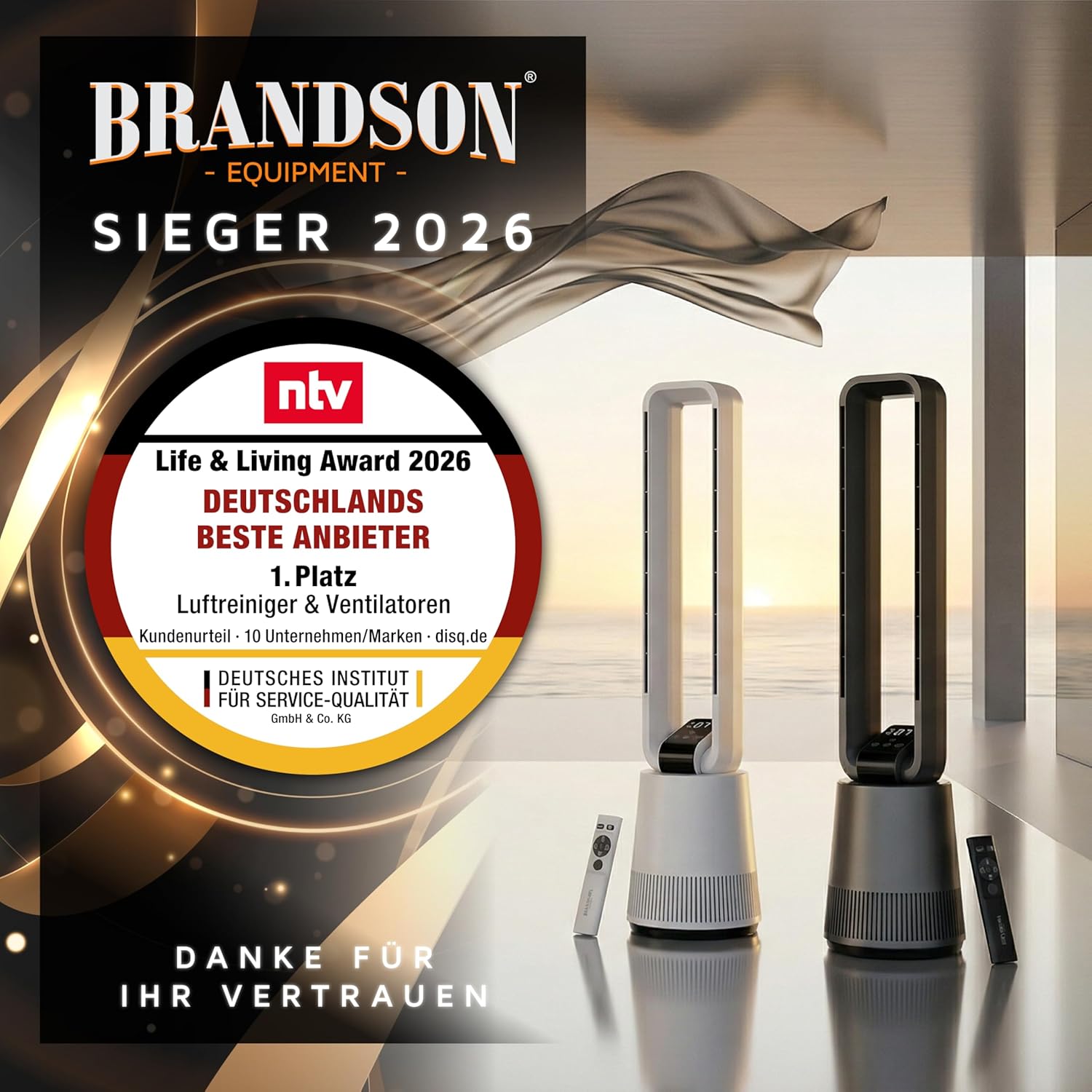 Thumbnail 1 de Brandson Turmventilator DC ECO Line – leiser DC-Motor, 12 Stufen, Sleep-Modus, Fernbedienung