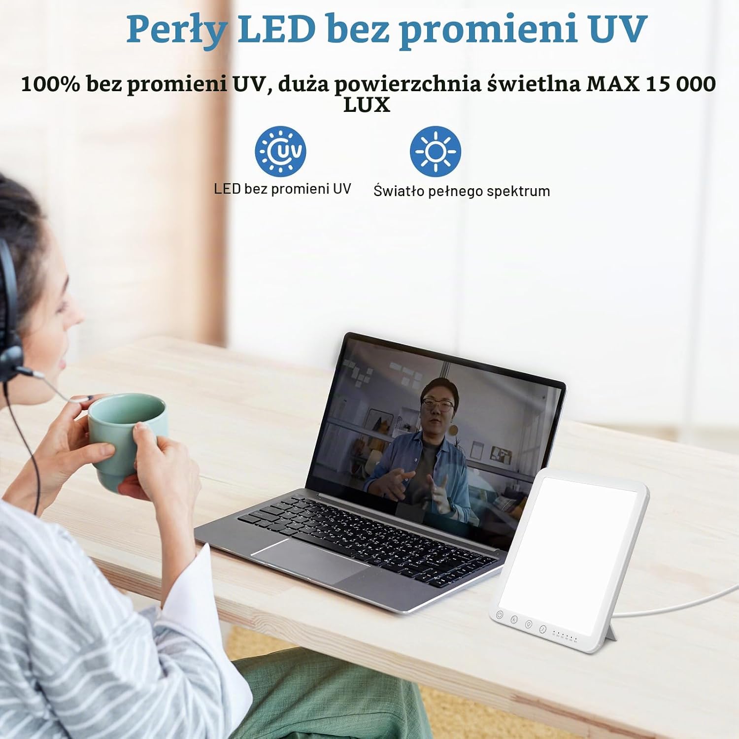 Detalle de OHFAMO lampa do terapii światłem 10 000 lx, 3 barwy i ściemnianie