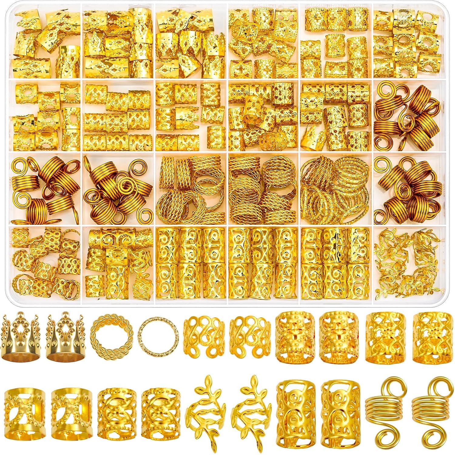 Detalle de Lucomb 220-Piece Gold Hair Jewelry Set for Braids and Locs, 10 Styles