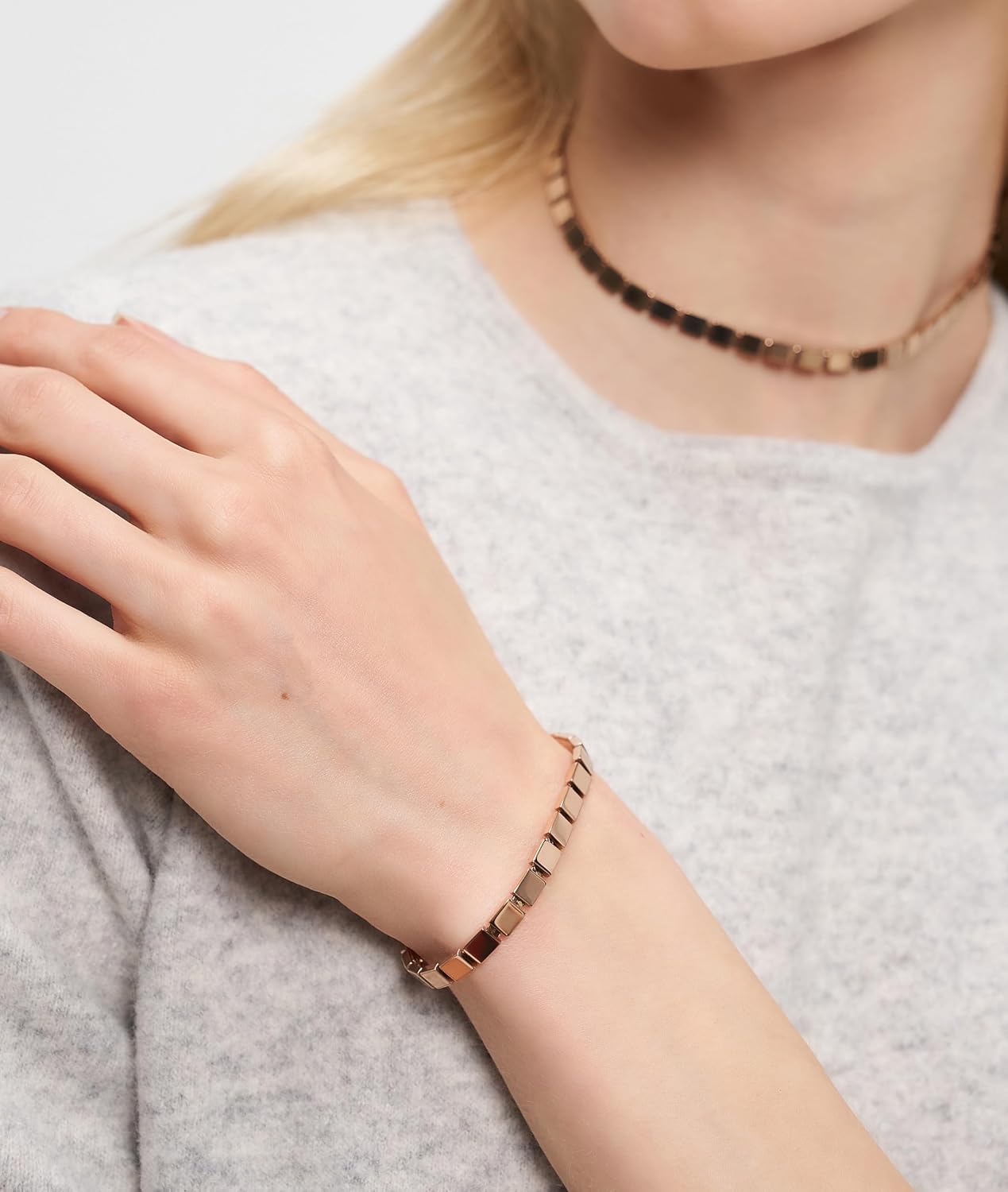 Detalle 2 de LIEBESKIND BERLIN Damen Schmuck: Armband aus Edelstahl in Roségold-Optik (21 cm) – Schlagenkette