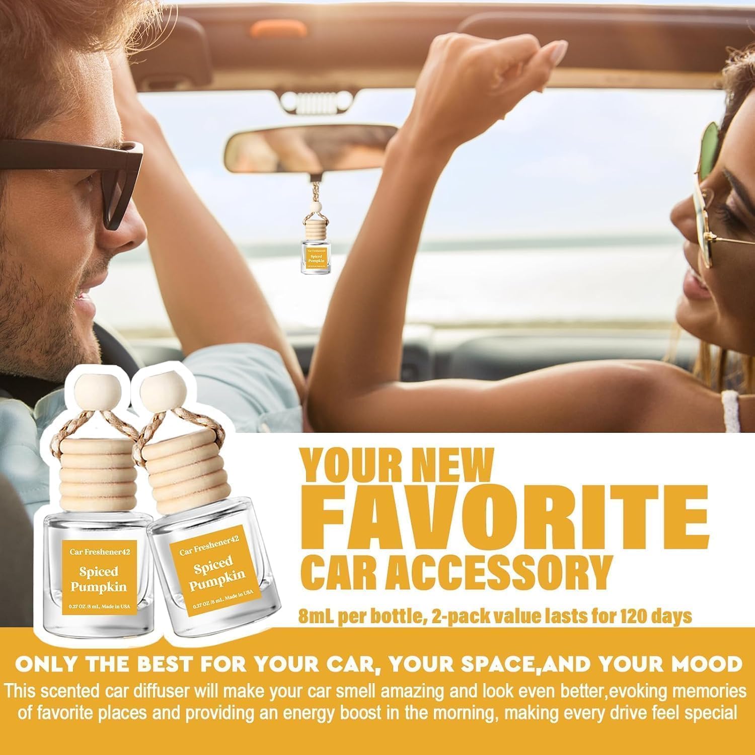 Thumbnail 1 de C Classy Hanging Car Air Freshener 2 Pack — Spiced Pumpkin Essential Oil Diffuser