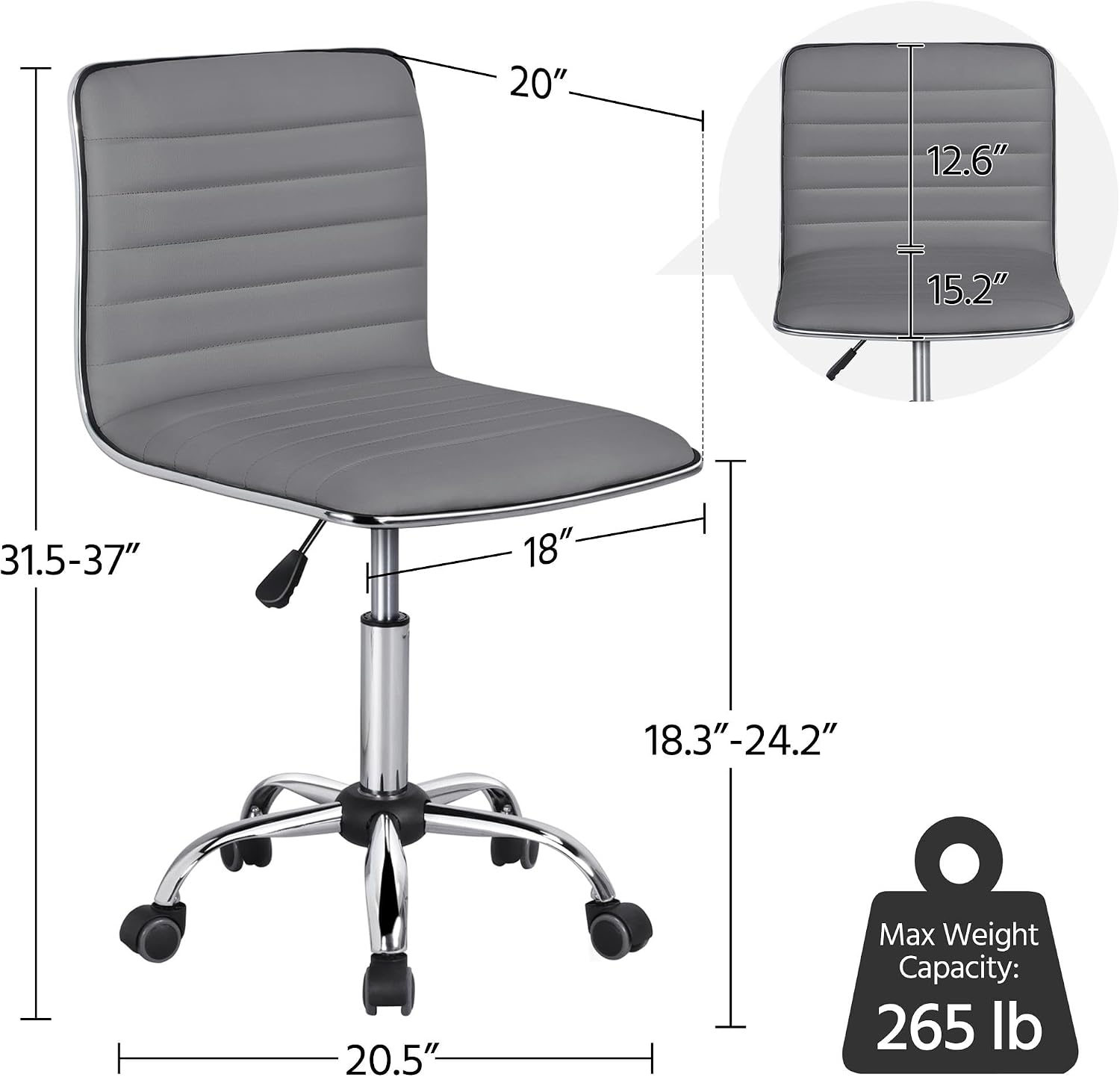 Detalle de Yaheetech Vanity Desk Chair, PU Leather