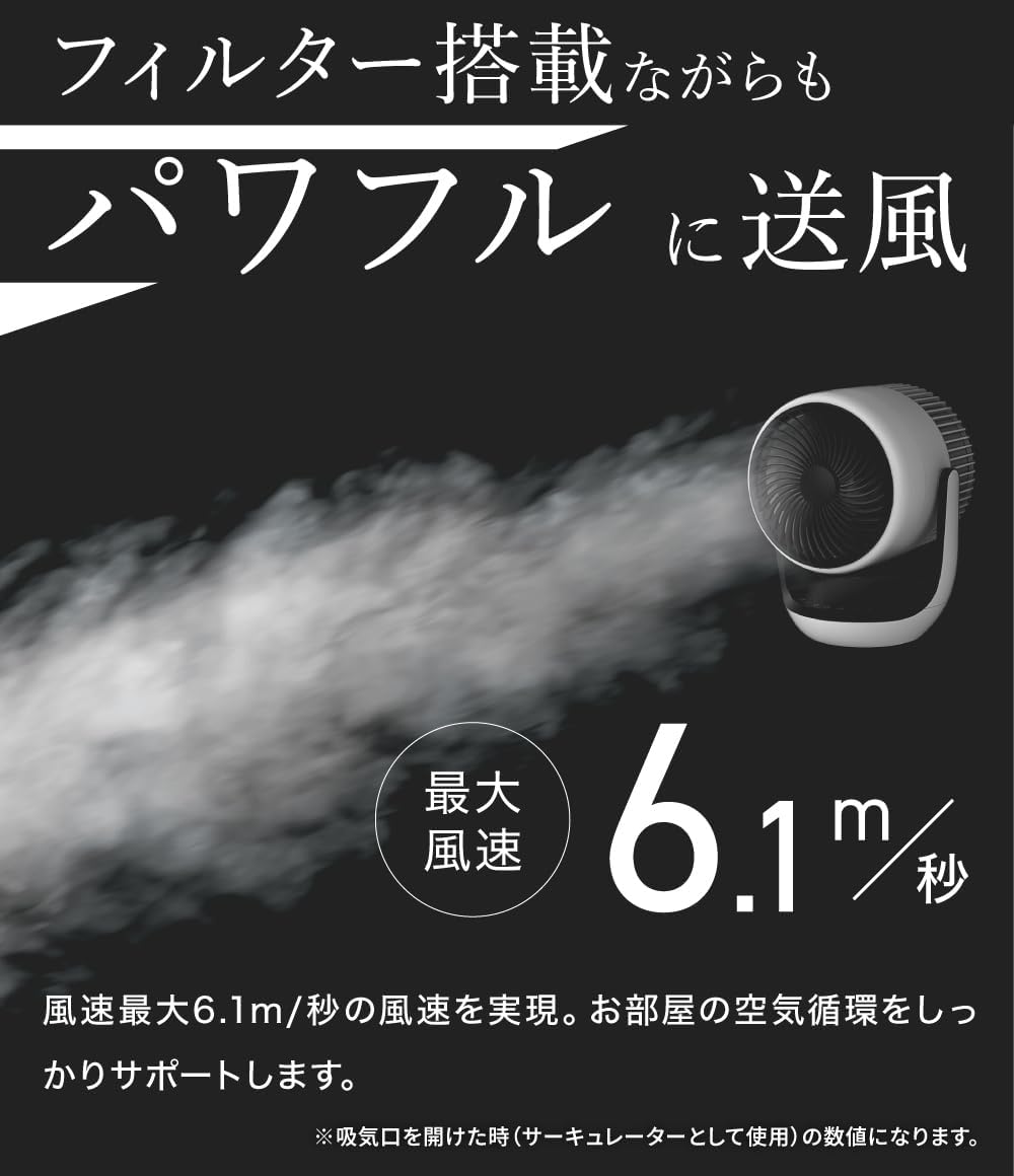 Detalle de スリーアップ CF-AZ0707WH 空気清浄機能付サーキュレーター DCモーター・上下左右自動首振り