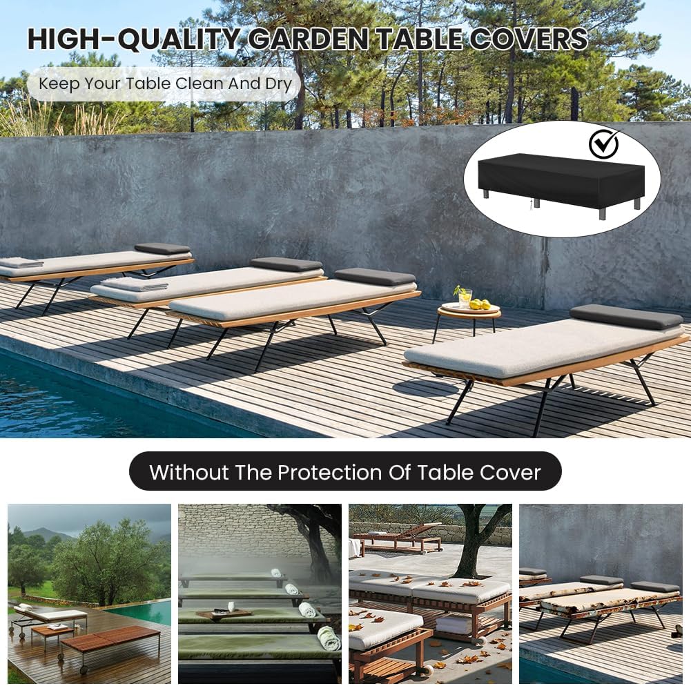 Detalle de AOOWU Copertura impermeabile per lettino da giardino in tessuto Oxford 210D, anti-UV e antistrappo con coulisse regolabile (200*70*30 cm)