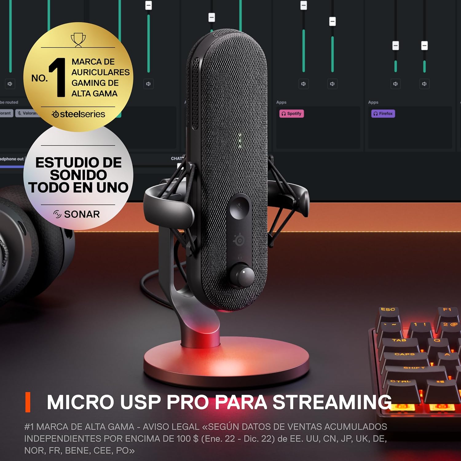 Detalle 1 de SteelSeries Alias Micro USB: Micrófono Gaming con Cancelación de Ruido 🎤