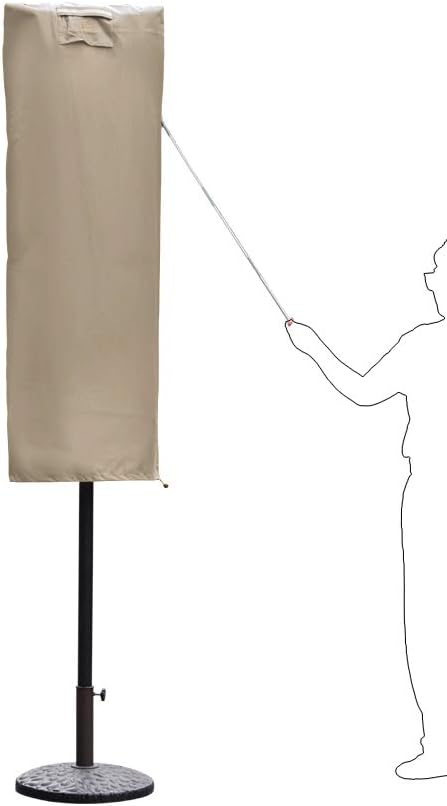 Detalle 2 de Sekey Schutzhülle für Doppel-Sonnenschirm – Taupe, 160 x 62 cm, mit Stab und Reißverschluss