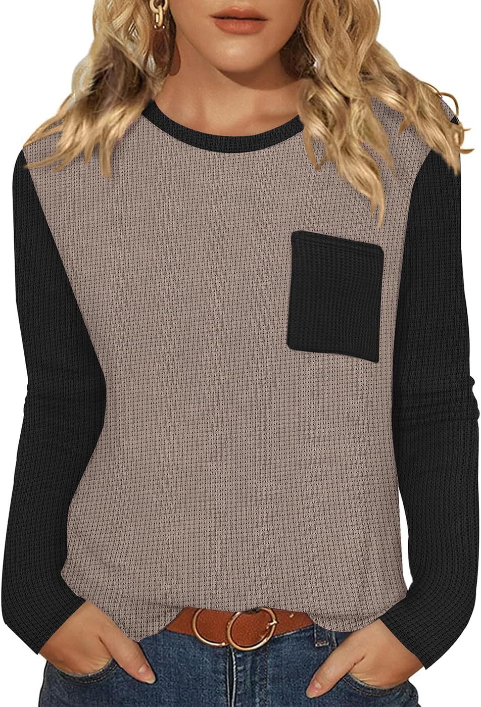 Thumbnail 6 de WIHOLL Waffle Knit Long Sleeve Shirt for Women