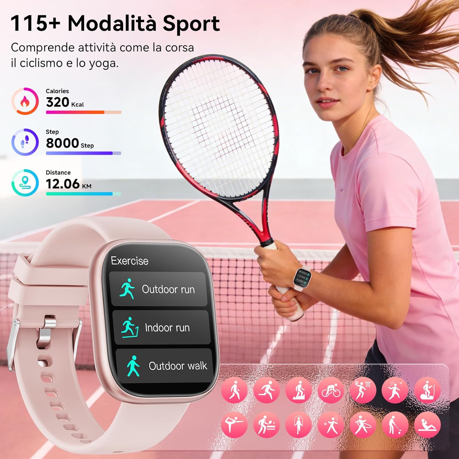 Thumbnail 4 de Mingtawn Smartwatch Donna, 7 Cinturini: un mix di stile e funzionalità per la vita quotidiana