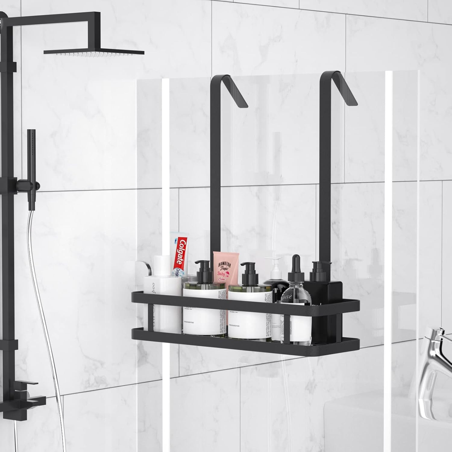 Thumbnail 1 de Bestdon Duschregal/Hängeregal in Schwarz (ohne Bohren) für die Duschwand, 34,5 × 12 × 40 cm