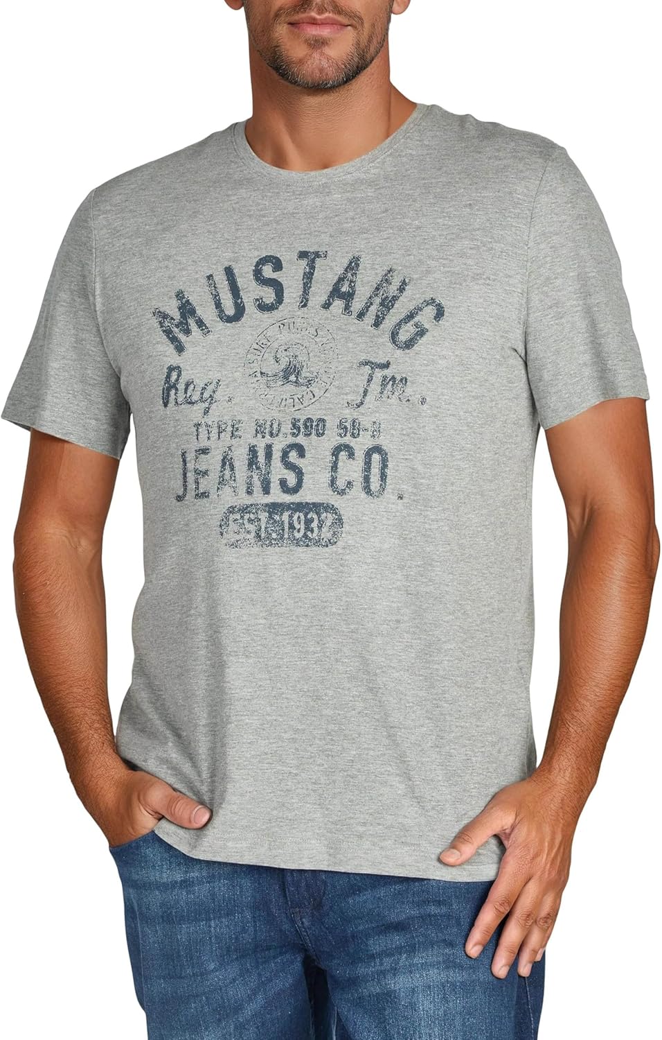 Thumbnail 2 de MUSTANG T-Shirt Herren Baumwolle Regular Fit 4er Pack – Sommer-Tees in 5 Farben