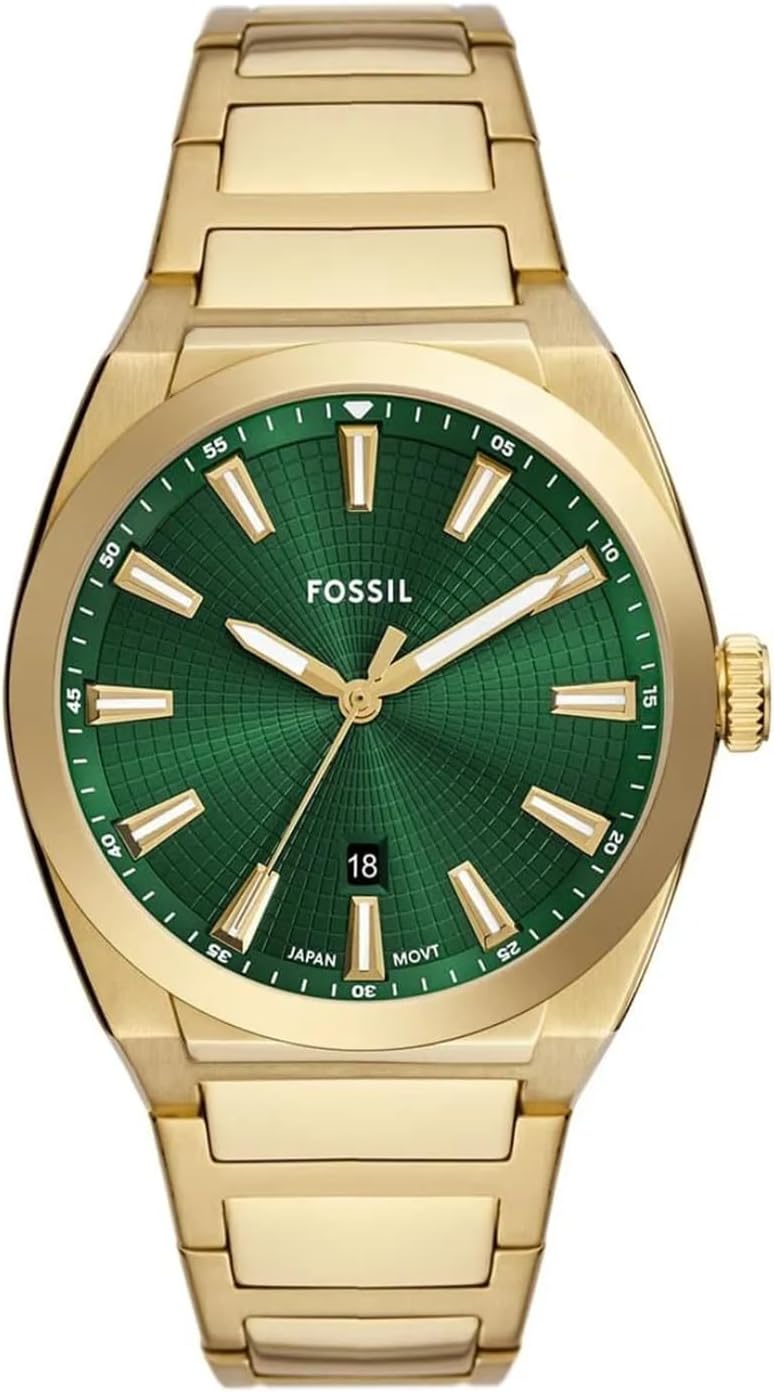 Detalle 2 de FOSSIL Montre Everett pour Homme – Mouvement Date à Trois Aiguilles, cadran noir, acier inoxydable ou cuir
