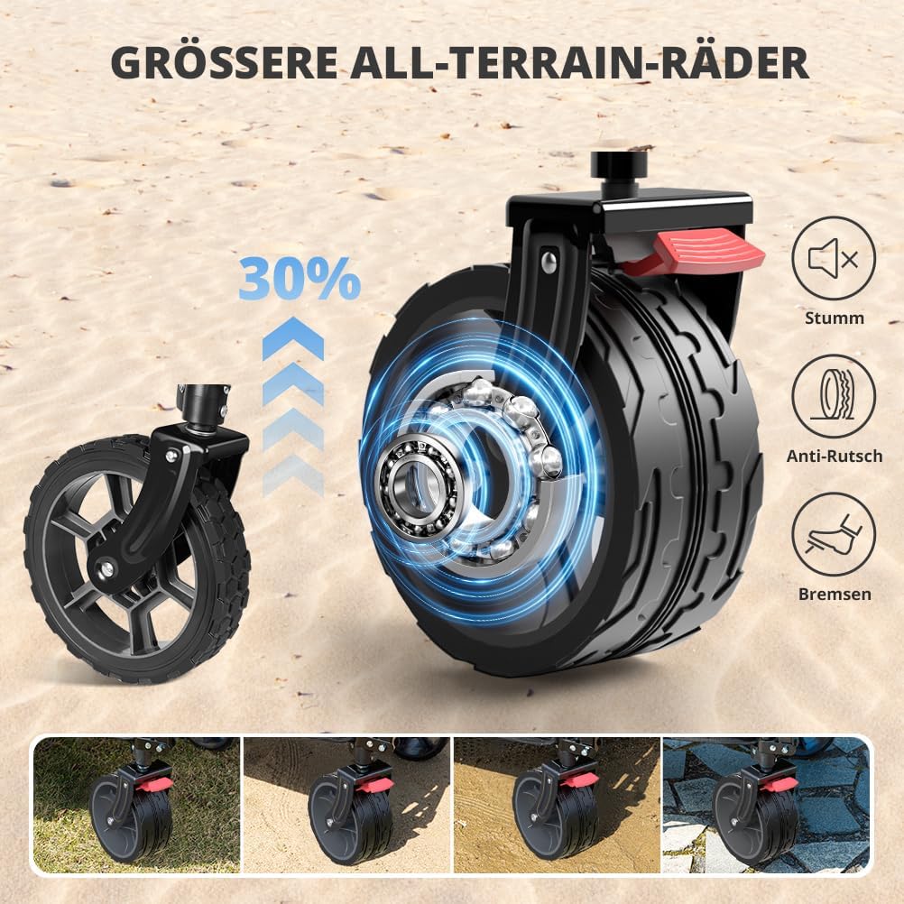 Thumbnail 2 de SLIDBEAT XXL Bollerwagen Faltbar 220L/200kg – All Terrain Klappwagen mit Bremsen und verstellbarem Griff