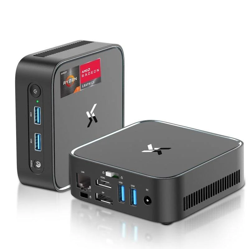 Detalle de Mini PC Huidun H80 con AMD Ryzen 7, 16 GB RAM y 512 GB SSD: escritorio potente en formato ultracompacto