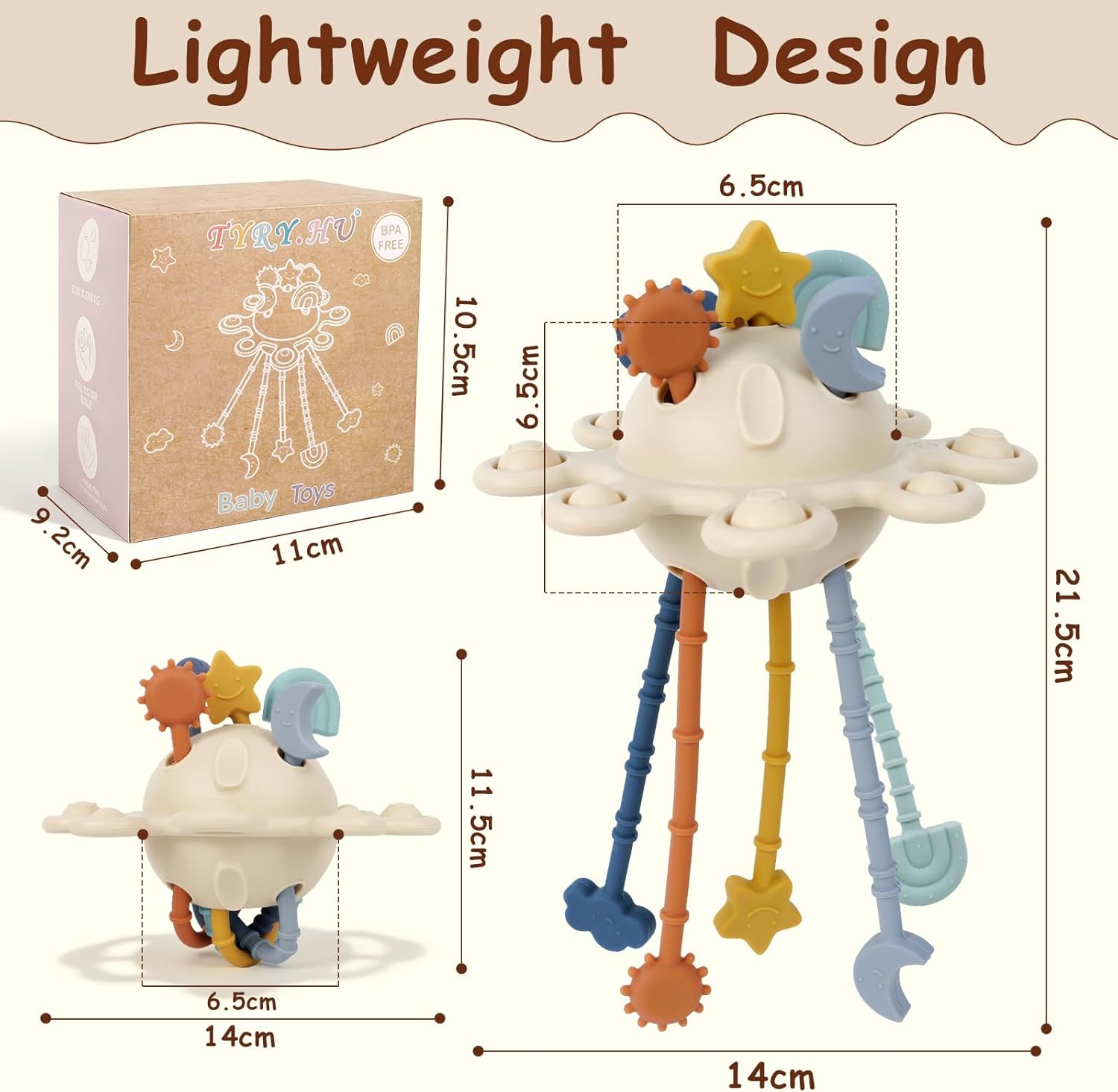 Thumbnail 6 de TYRY.HU Activity Grasping Toys – Sensory Silicone Tether Pop Pull & Pop Space Teether for 18 Months