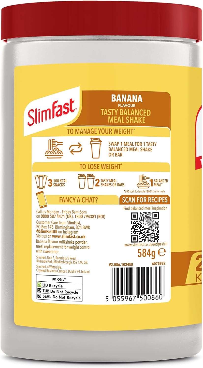 Detalle de SlimFast Meal Replacement Powder Banana 584g (16 Servings)