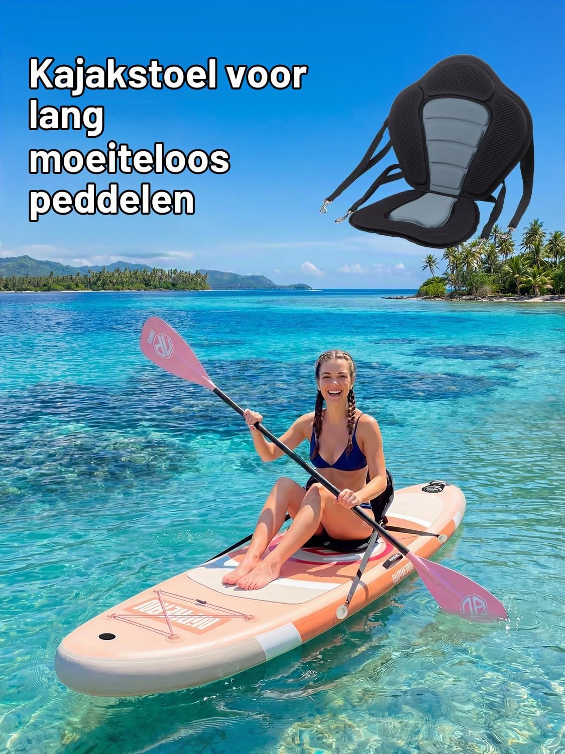 Detalle de Niphean SUPNPIT305 opblaasbaar SUP-board met zitje en StabilTrac-vin