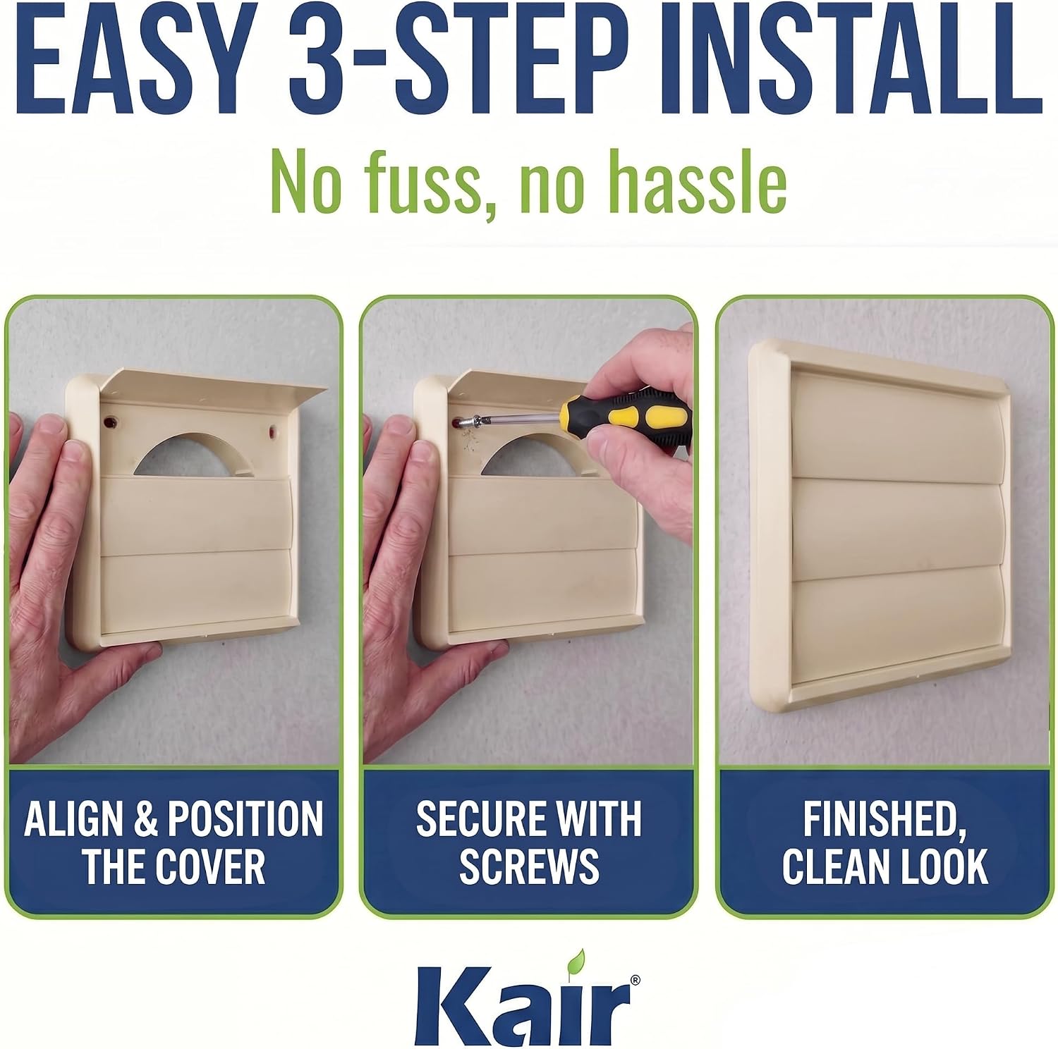 Thumbnail 3 de Kair Beige 100mm Gravity Wall Vent Grille with 99.5mm Rear Spigot and 155mm Front Cover