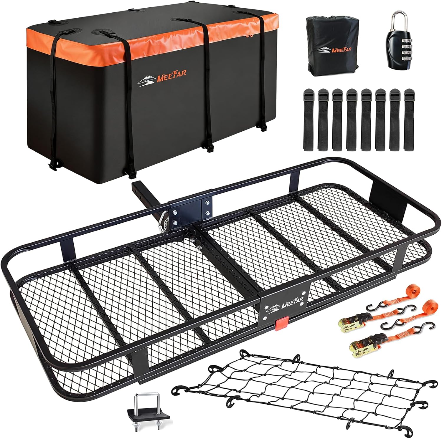 Cargo carrier basket 500 lb hitch mount