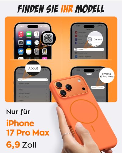 Thumbnail 1 de TOCOL Flüssigsilikon-Magnethülle für iPhone 17 Pro Max – Orange