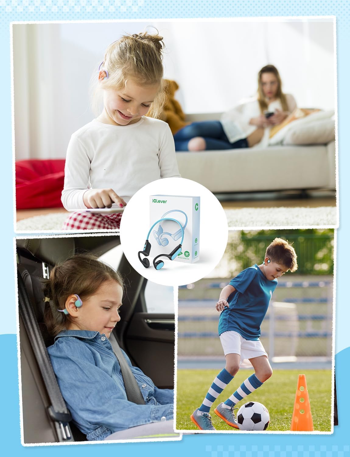 Thumbnail 5 de iClever Kinder-Kopfhörer mit Knochenleitung (offen), IPX5 & Bluetooth 5.3 – sicherer Hörgenuss für Kinder