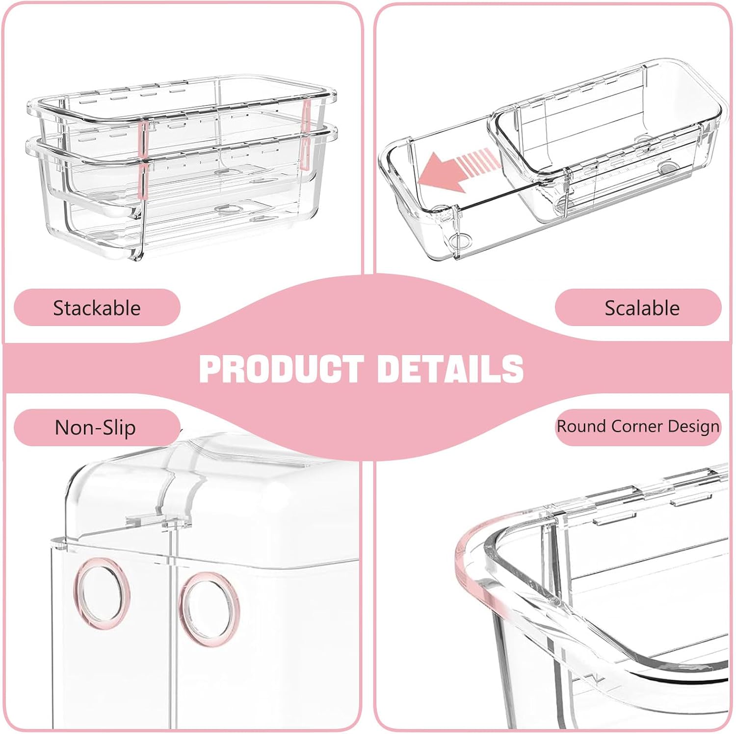 Thumbnail 4 de Zquilabon SSSNH-1-US Extendable Drawer Organizer Set, 21 Clear Acrylic Bins