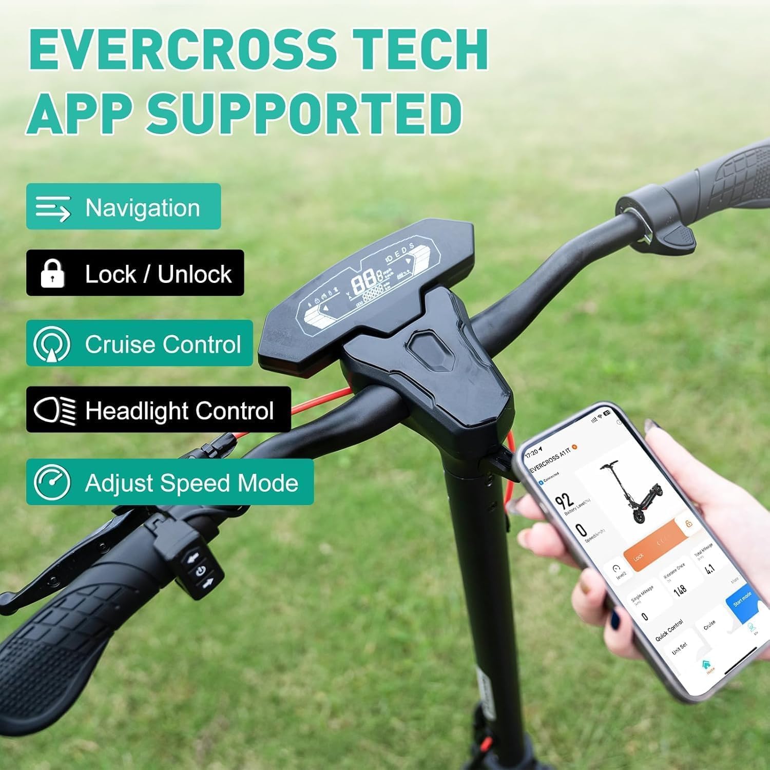 Thumbnail 4 de EVERCROSS Monopattino Elettrico Adulti 500W – autonomia fino a 60 km, pieghevole e sicuro