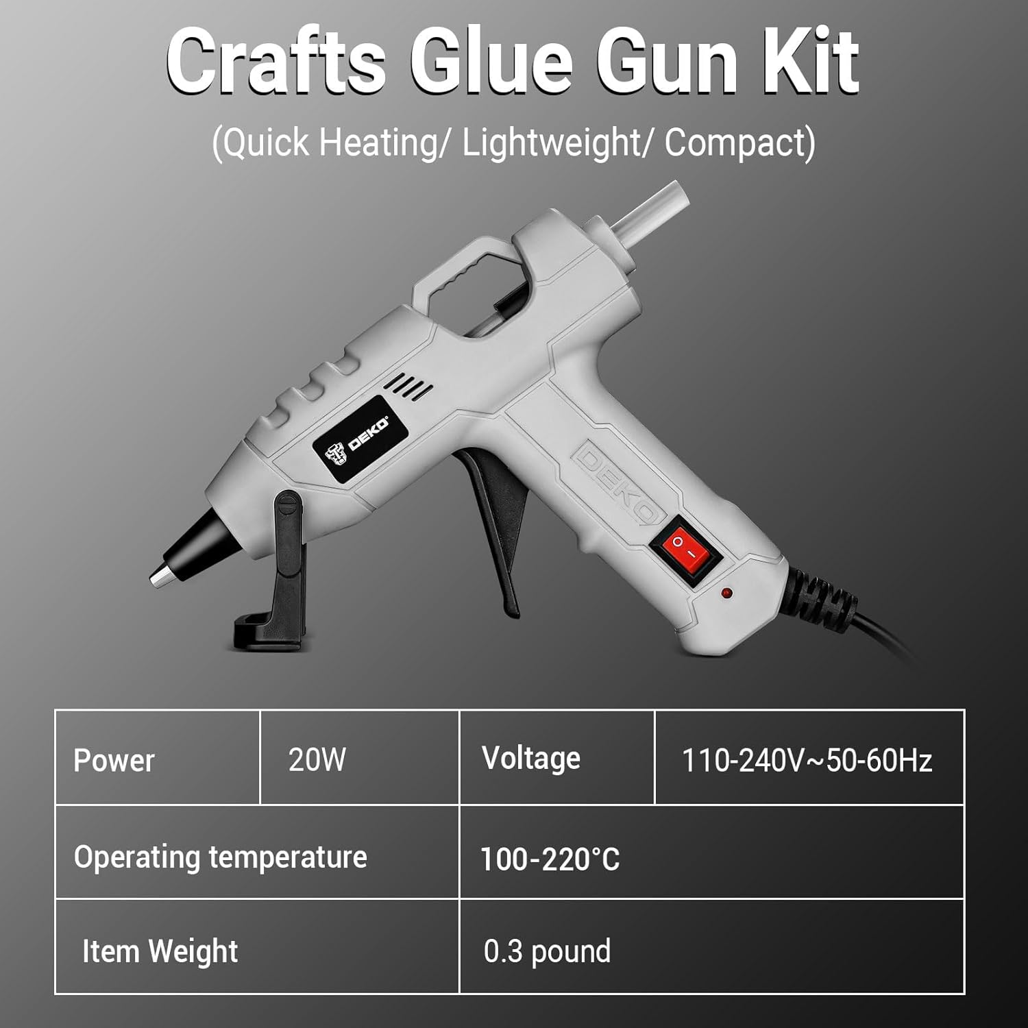 Thumbnail 4 de DEKO 20W Mini Hot Glue Gun Kit with 7mm Glue Sticks (Grey) – Fast heating for crafts, school projects and DIY repairs