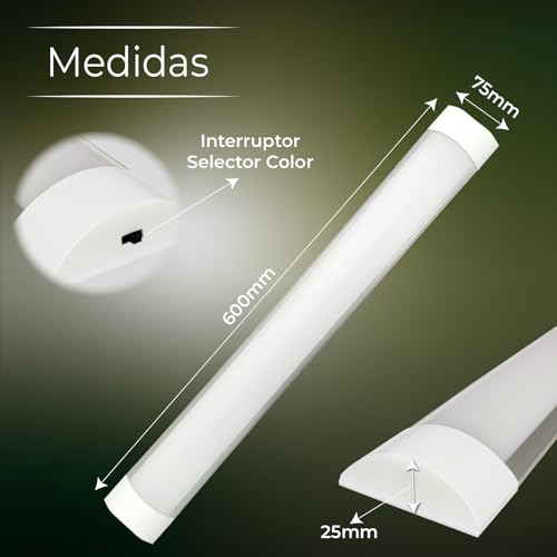 Detalle de LED ATOMANT Pantalla Luminaria LED integrada 60 cm con CCT ajustable (3000–6500 K) y 2000 lúmenes