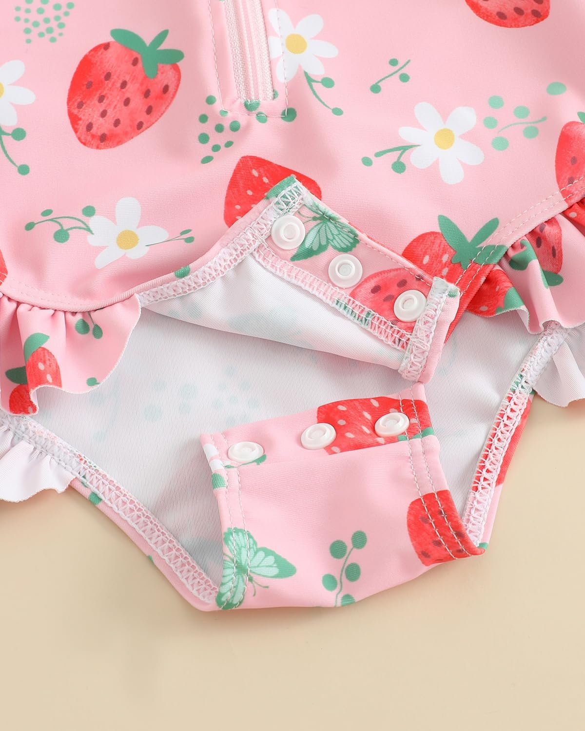 Detalle 2 de UV Badebekleidung Baby Neugeborene Badeanzug Mädchen (Gr. 62–98) – Langarm UV Shirt mit Hut & Stirnband