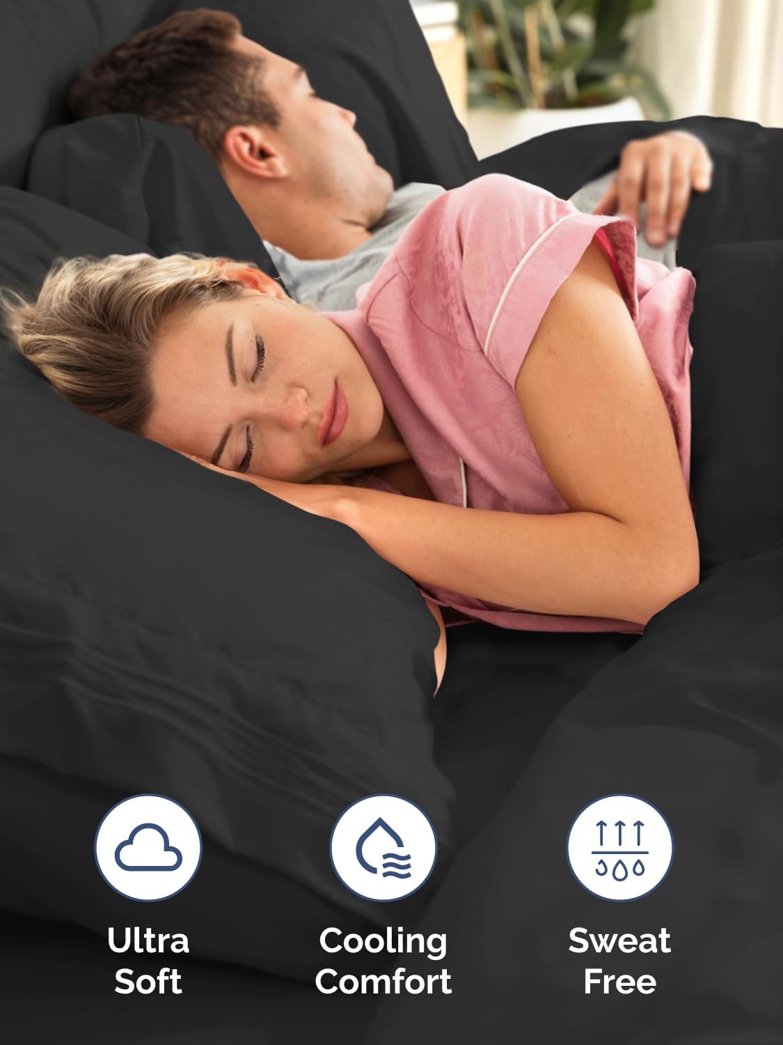 Thumbnail 2 de CGK Unlimited Extra Deep King Fitted Sheet (Hotel Luxury) - Black, Ultra Soft Wrinkle Free Deep Pocket