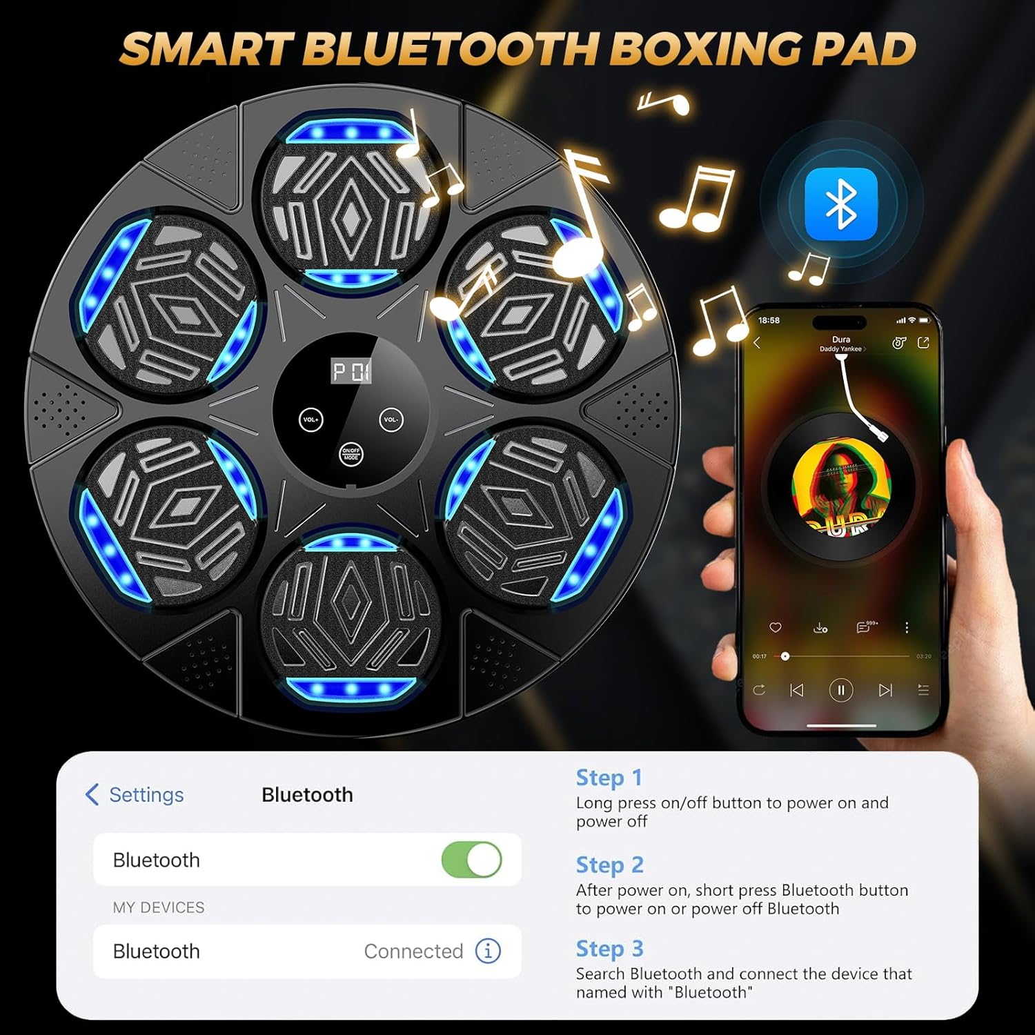 Thumbnail 3 de LOLBOX 2026 Music Boxing Machine for Adults and Kids with Bluetooth & Wall Mount Gloves