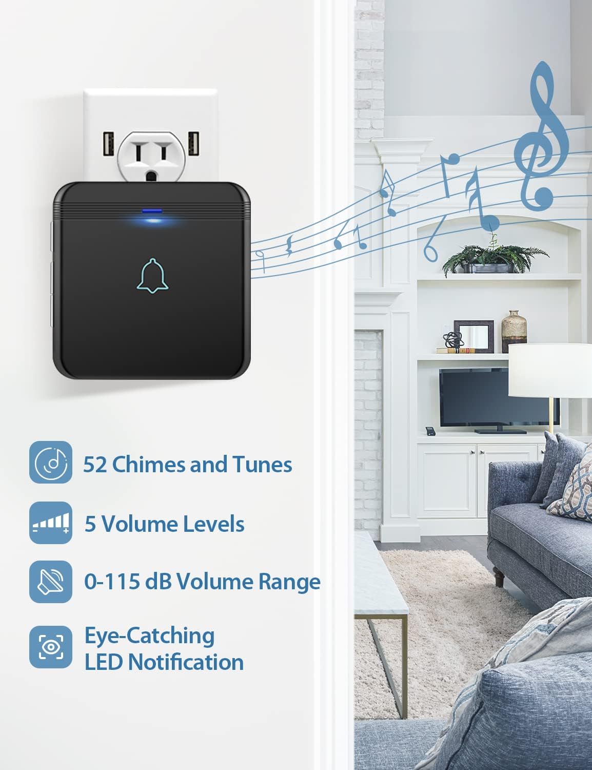 Detalle 2 de AVANTEK Wireless Doorbell, 1300 ft Range
