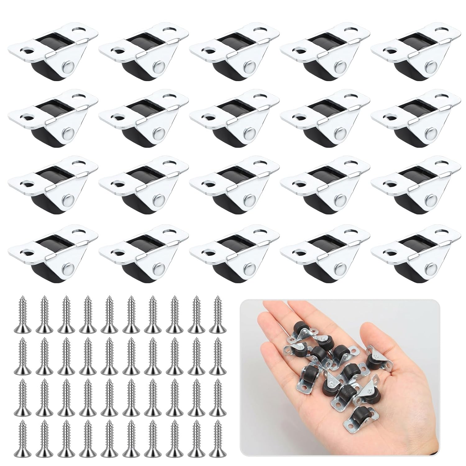 Detalle de MINGBOLIN mini-möbelhjul, 20-pack med TPE-gummi och 40 skruvar