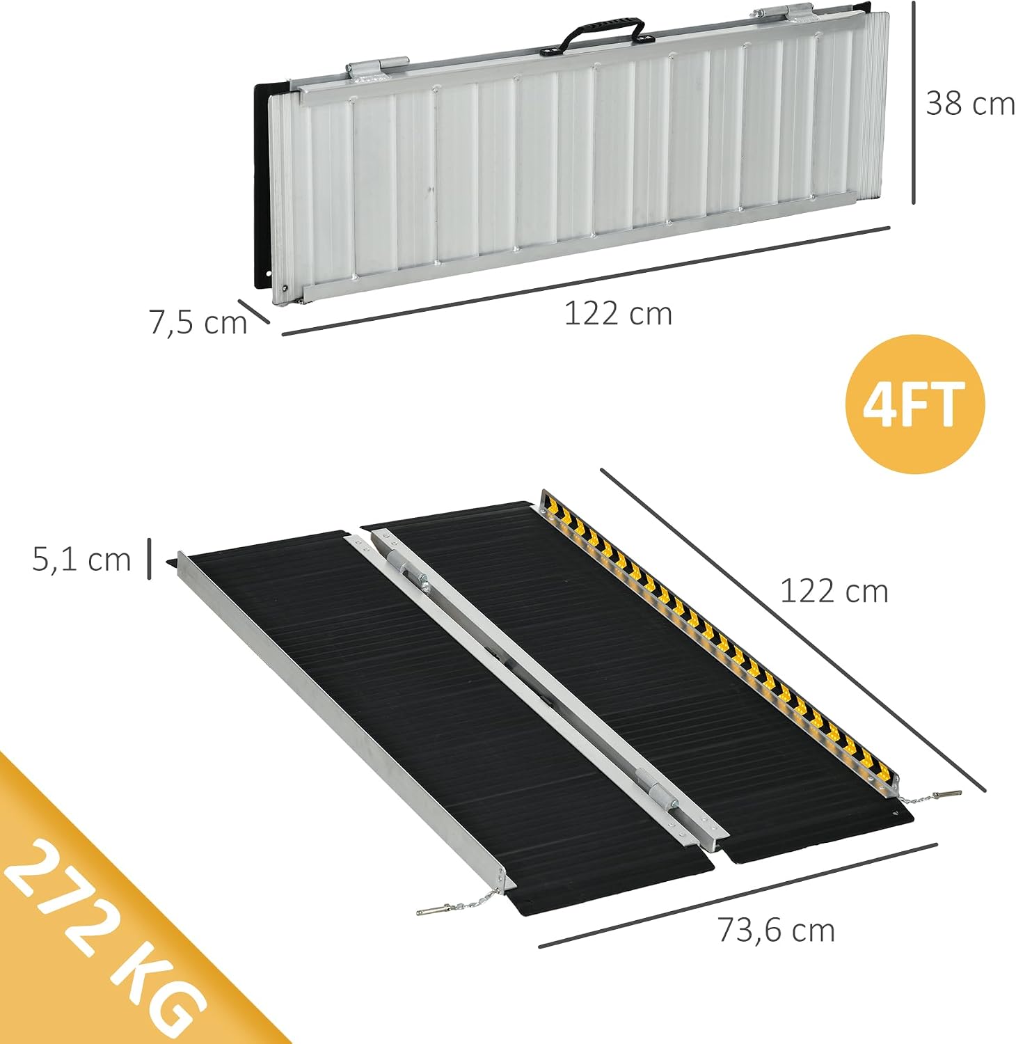 Thumbnail 2 de HOMCOM 713-142V01BK rolstoelhelling, opvouwbaar aluminium, antislip