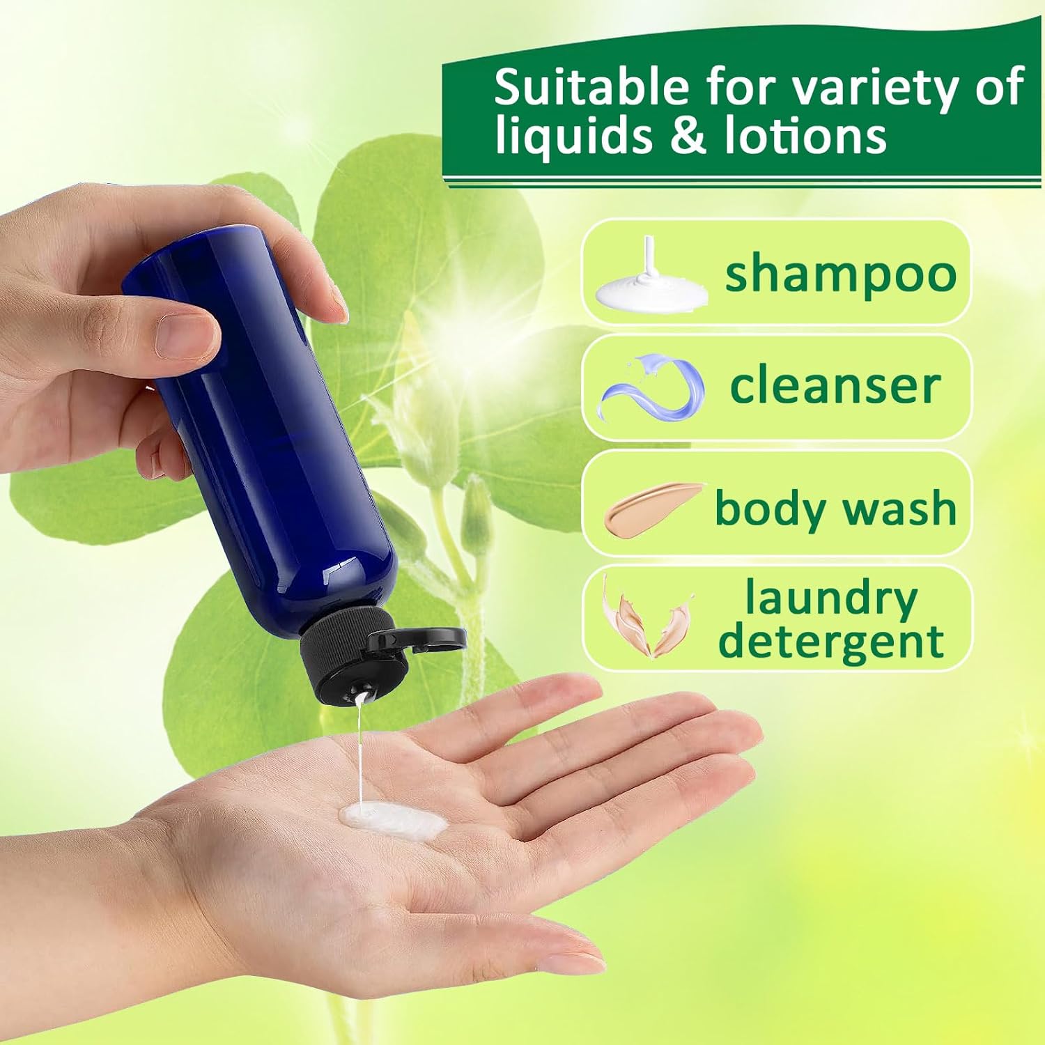 Detalle 2 de Apstaqeoo 6x 100ml Plastic Travel Bottles with Flip Cap – TSA Approved and Refillable