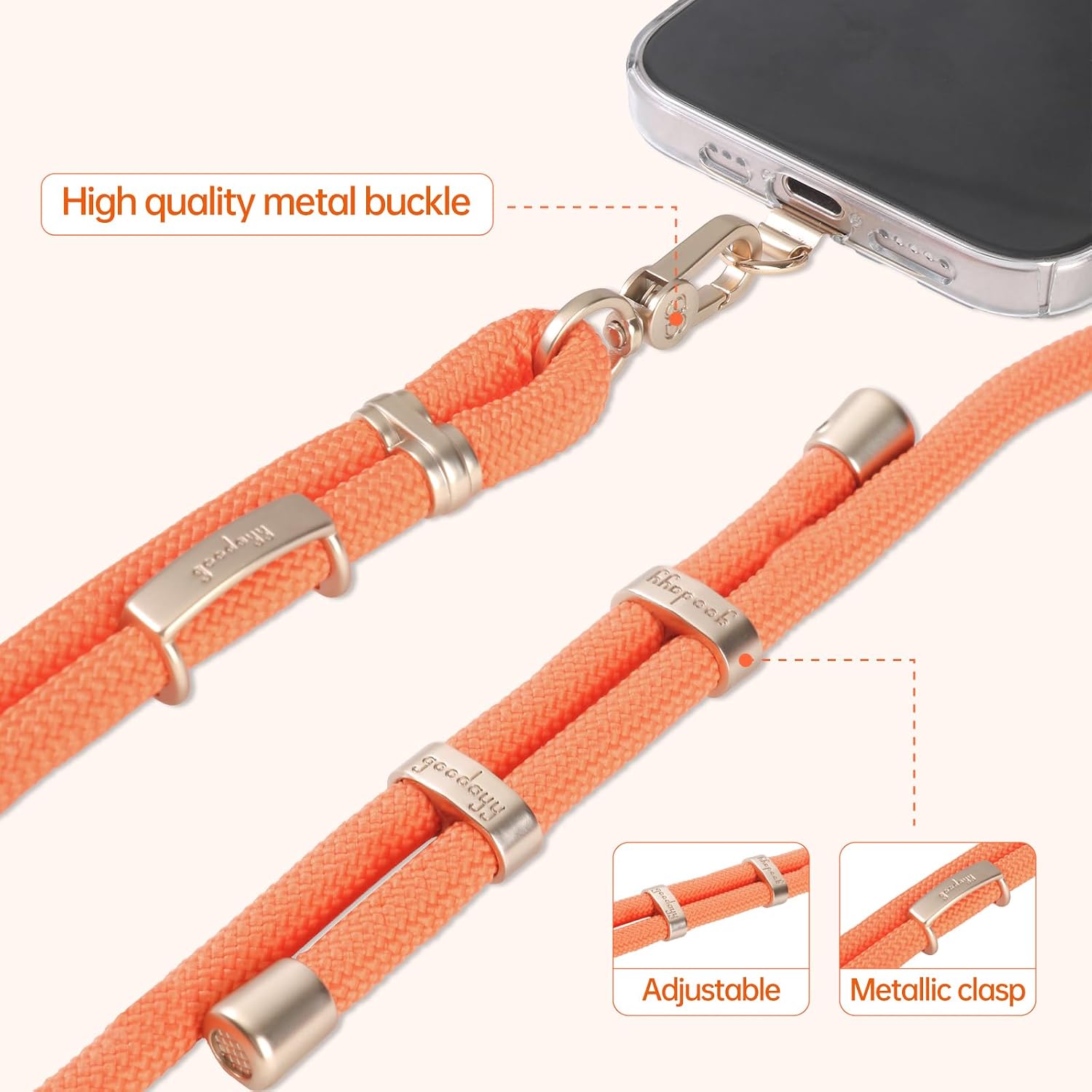 Thumbnail 2 de GOODAYY Phone Lanyard Crossbody: Adjustable 9mm strap with 1 metal and 1 nylon patch