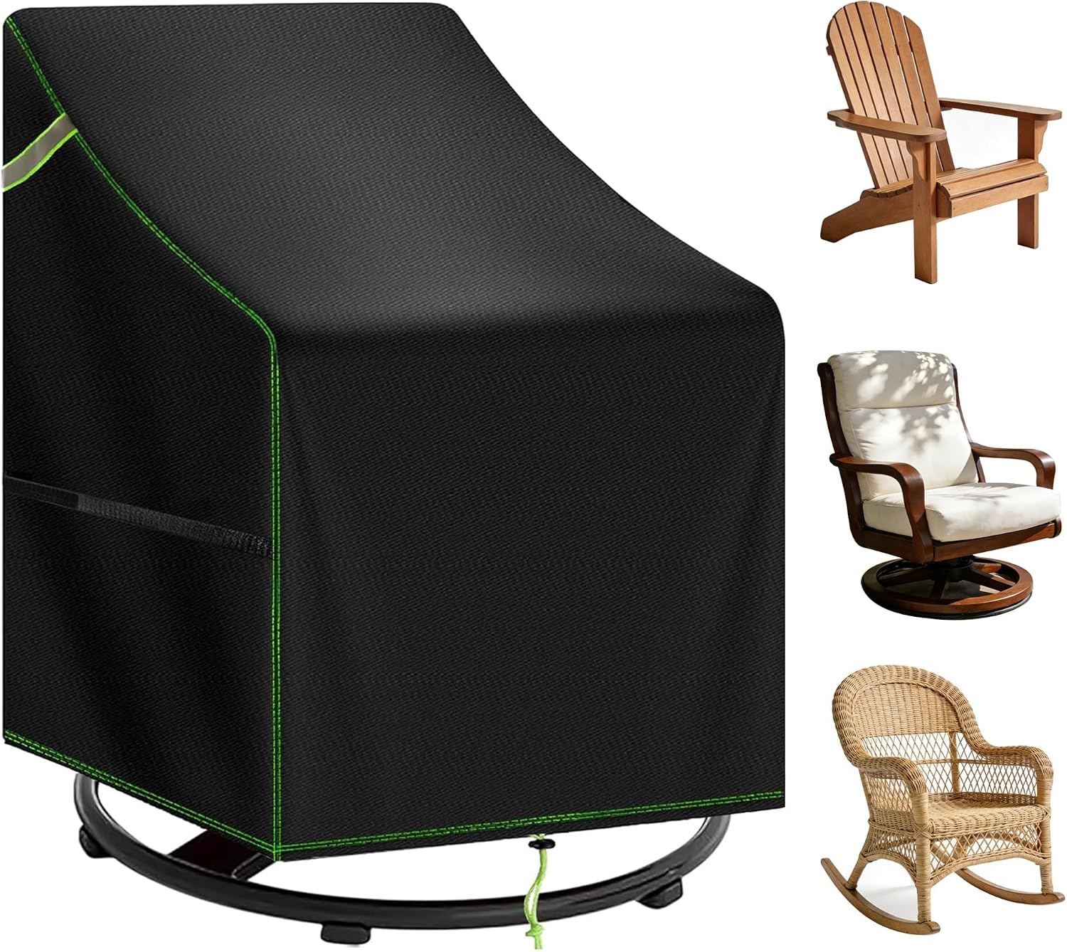 Detalle de TIFILE TF-CC-3 Outdoor Chair Cover, 420D Waterproof Black Patio Cover