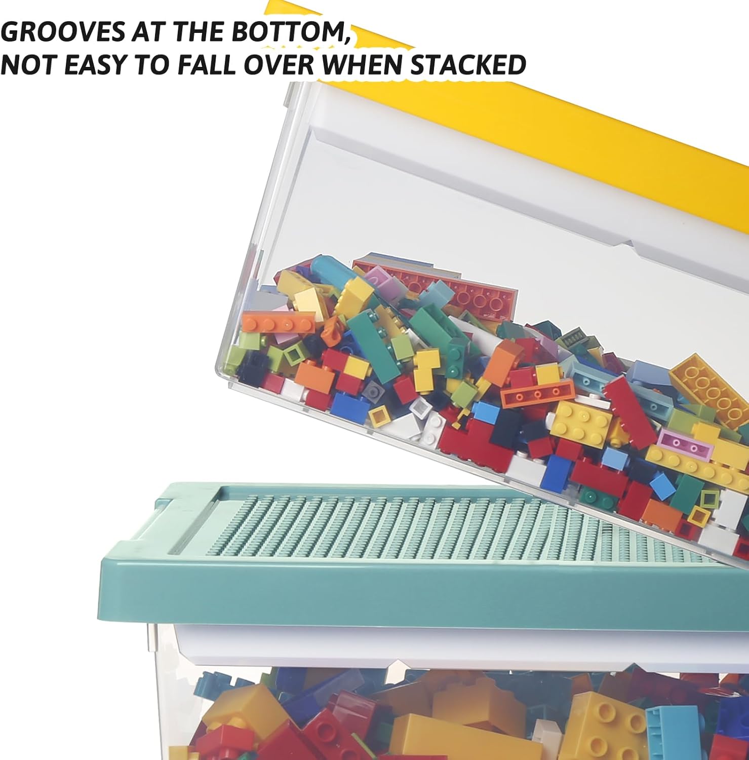 Thumbnail 4 de Greentainer Art Craft Storage Organizer Bins with Removable Tray (Set of 3) – Stackable, Transparent Plastic Boxes for Building Bricks and Kids’ Toys