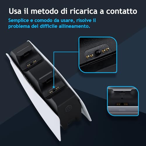 Thumbnail 6 de Mcbazel Ricarica PS5: Stazione di Ricarica Rapida per DualSense (Dock Doppio) con LED e USB-C