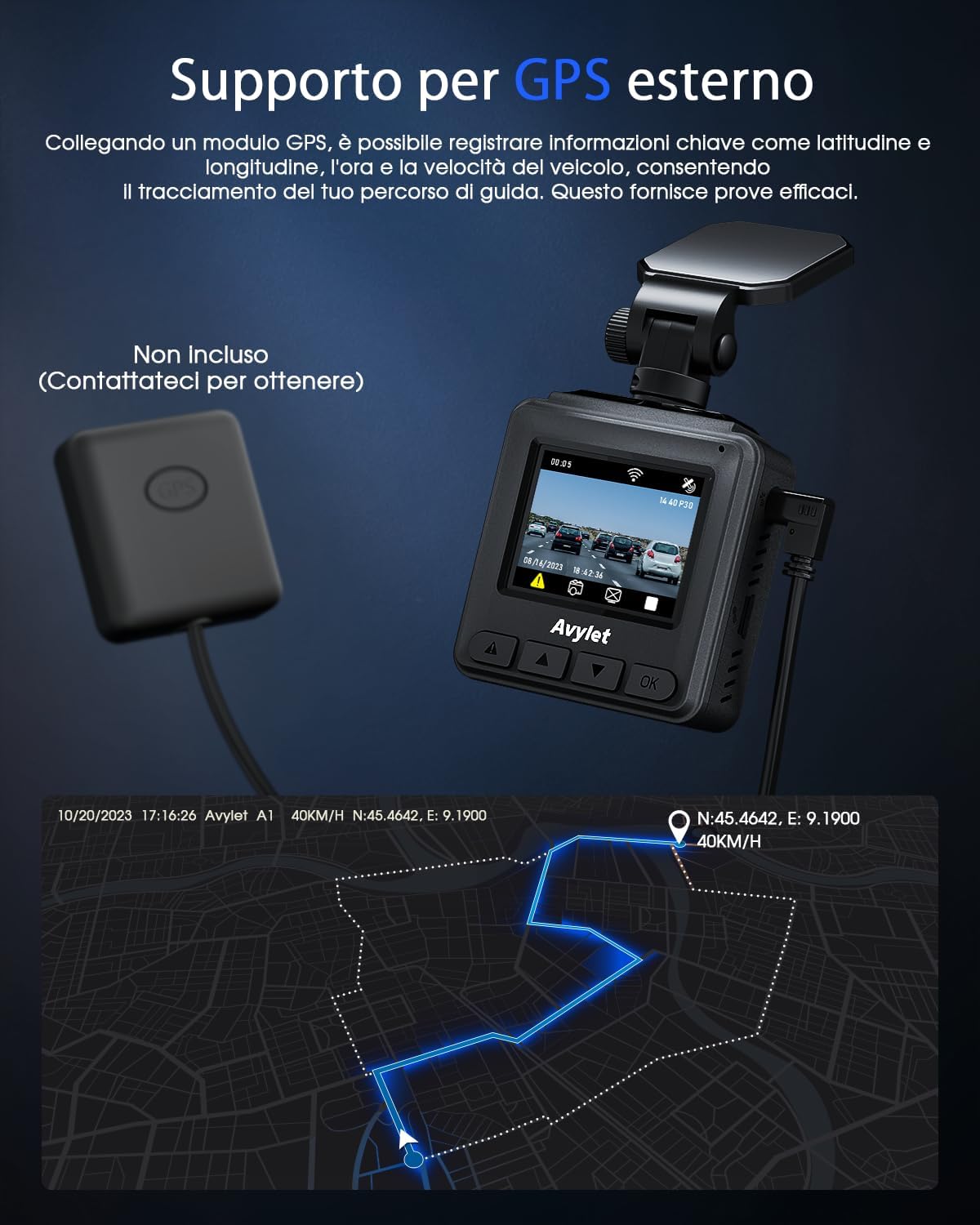 Thumbnail 3 de Avylet 2K Dash Cam 64 GB, videocamera per auto 170°