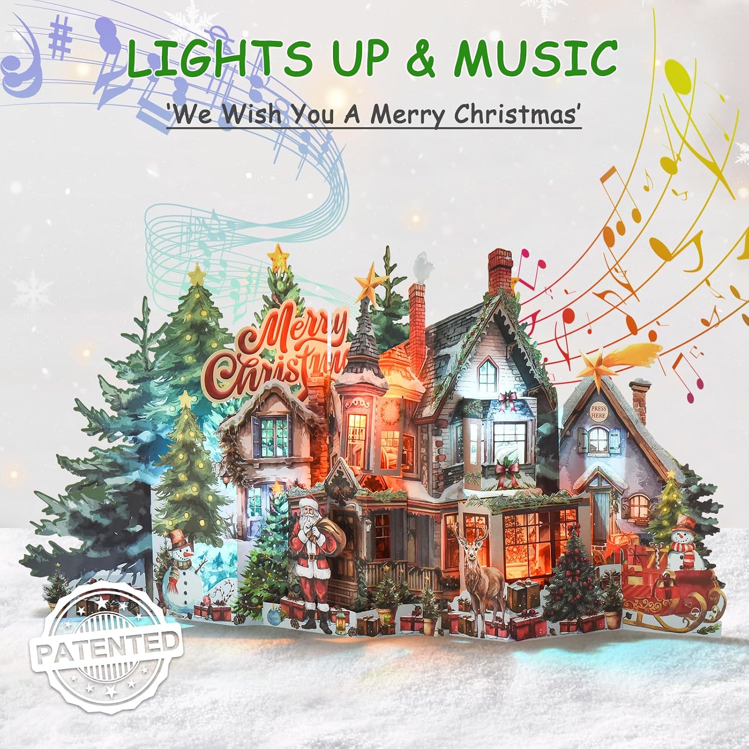 Detalle de TIKLANA C023-055 3D Musical Pop-Up Christmas Card with Lights