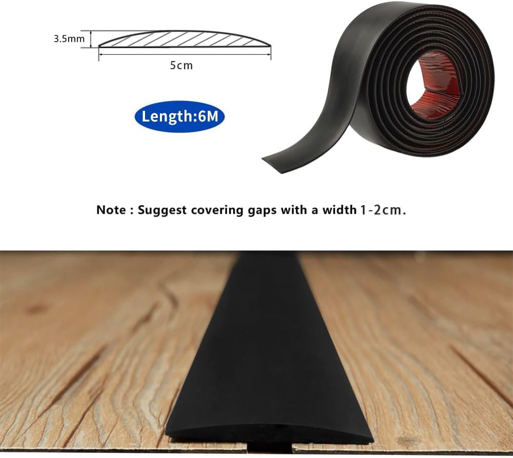 Detalle 2 de 6M PVC Floor Transition Strip 5cm Black