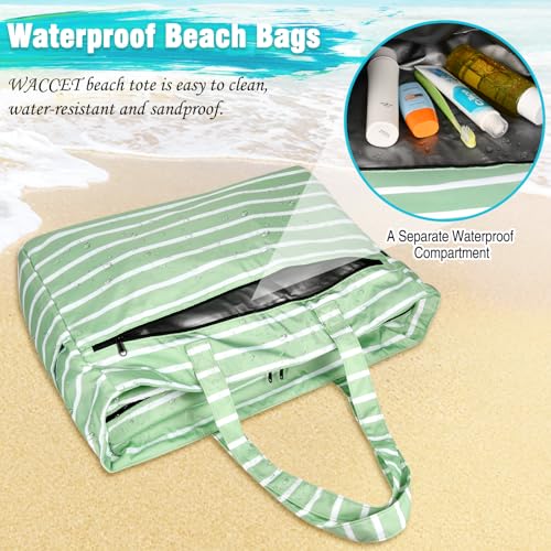 Detalle 2 de WACCET Bolsa de Playa Grande Mujer impermeable con cremallera, 50L, plegable y XXL