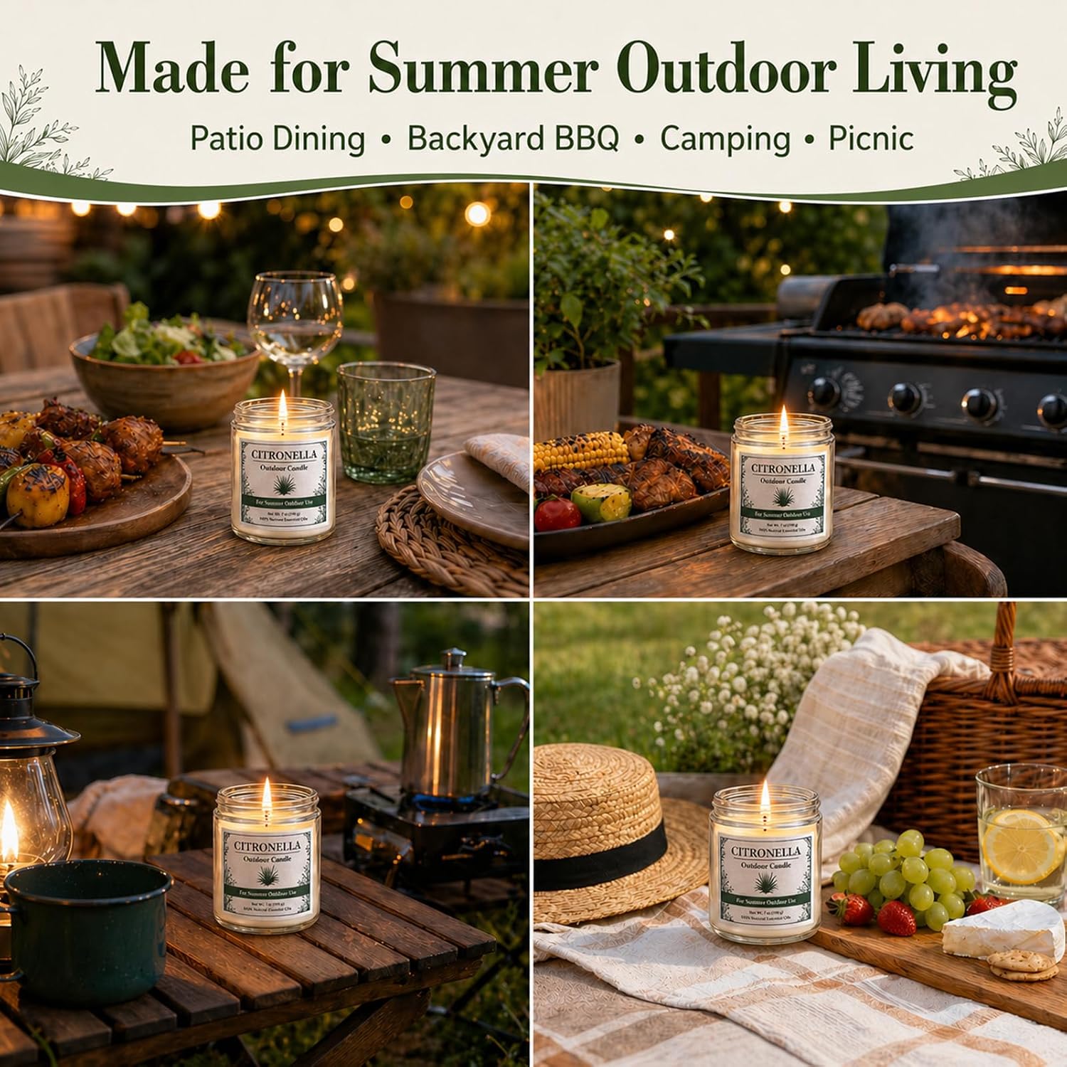 Thumbnail 6 de Citronella Candles Outdoor - 6 Pack Soy Wax Citronella Candles (300 Hours Total)