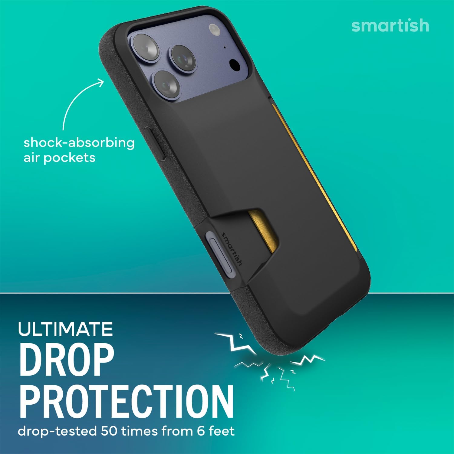 Detalle de Smartish iPhone 17 Pro Max Wallet Case 6ft drop test