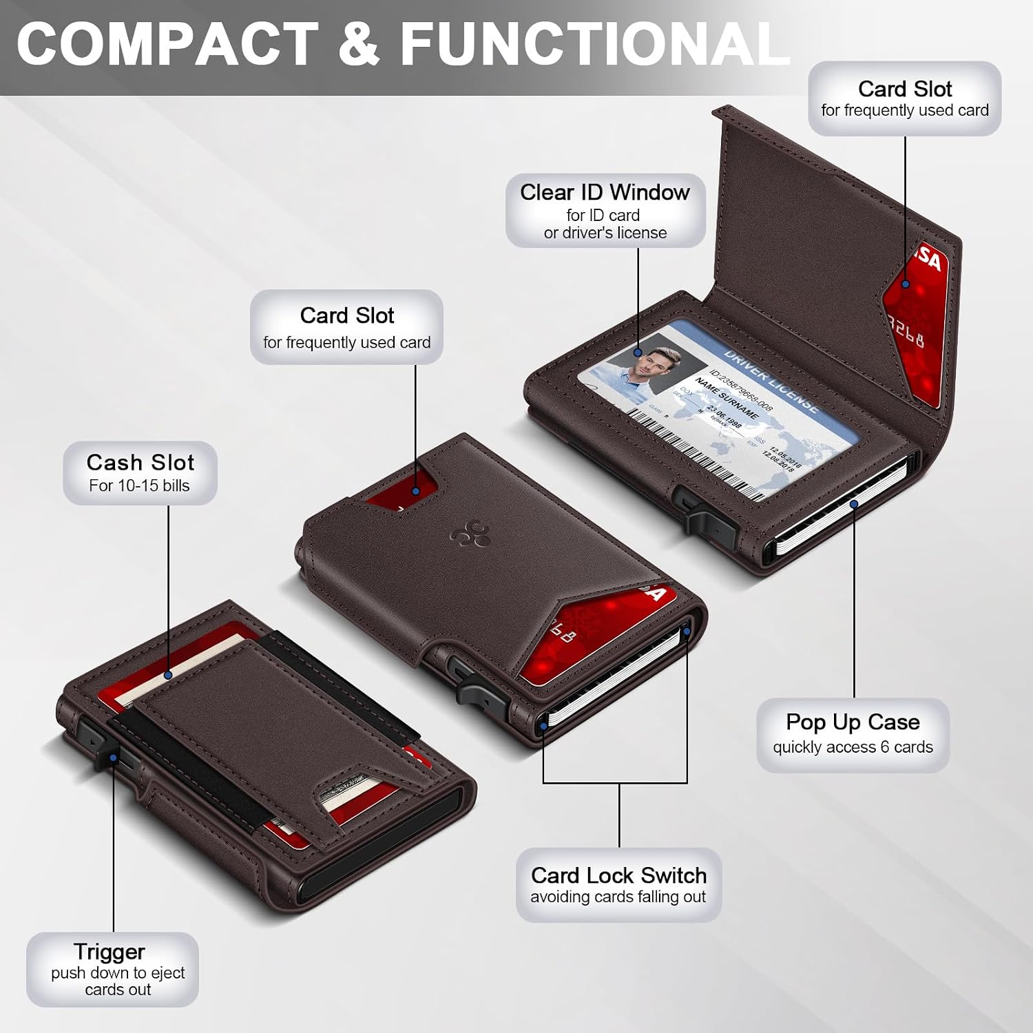 Thumbnail 4 de Slim RFID Wallet 9-13 Cards 👝